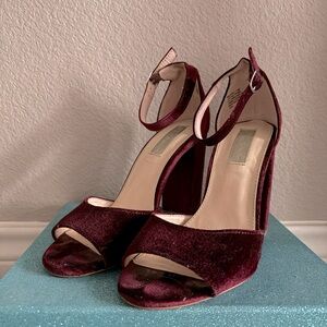 Betsey Johnson Carly Burgundy Velvet Women's Heels